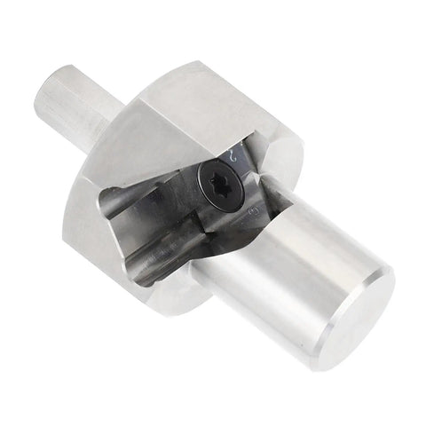 Premium Bench Dog Hole Chamfer Reamer Tool 20mm Woodworking Cutter with polished finish and hex shank for electric drill.