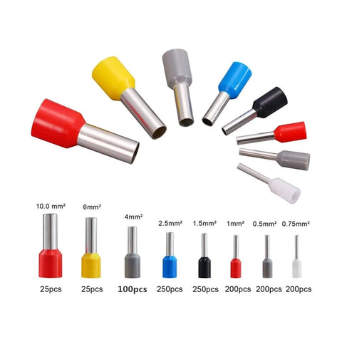 Super Versatile Wire Ferrule Crimping Tool Kit With Ergonomic Pliers And Hexagonal Dies For 0.08-16mm² Cables, Perfect Pro Gear For Electricians. Ferrule sleeves in assorted sizes