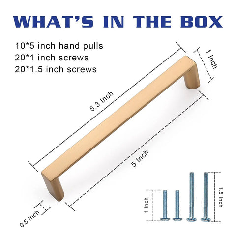 10 Pack 5 Inch Cabinet Pulls Square Champagne Bronze Finish Zinc Alloy Hardware For Kitchen Cabinets Dressers Wardrobes 128mm Center To Center 135mm Overall Length Drawer Handles with screws