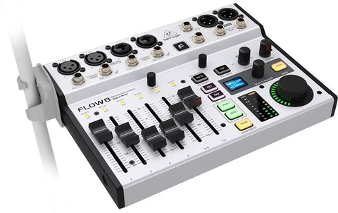 Flow 8 8 Input Digital Mixer With Bluetooth App Control And USB Audio Interface, 60 Mm Channel Faders, top view