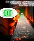 LED Emergency Light And Exit Sign Combo With Back Up Battery Green Exit Sign UL Certified for stairway safety