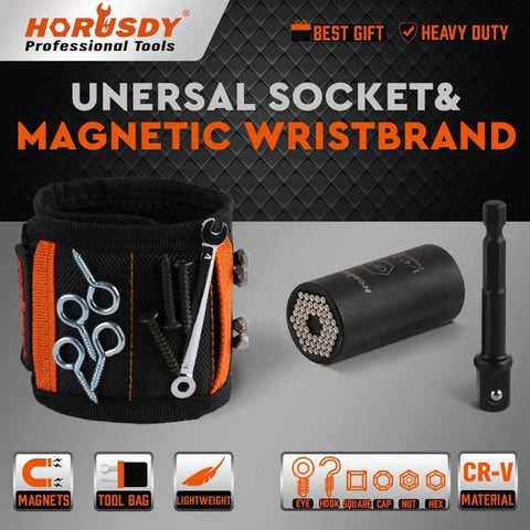 Magnetic Wristband Universal Socket Grip For 7 To 19 Millimeter Handy DIY Gift For Men Strong Magnets Hold Screws Nails