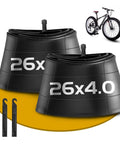 2 Pack 26 x 4.0 Fat Tire Inner Tube With 32mm Schrader Valve Puncture Resistant Butyl Rubber Tubes For Fat Bike Mountain Bike And EBike