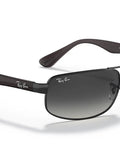 Rectangular Sunglasses RB3445 Dope Matte Black Frames And Light Grey Gradient Lenses, Lightweight Active Design