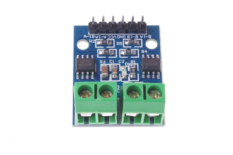 L9110S Dual Motor Driver Module For Arduino with green connectors, plug-and-play H-Bridge DC stepper controller, 2.5V to 12V