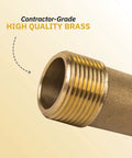 Close-up of brass threading from Pressure Tank Installation Kit With Brass Union Tee For One And Quarter Inch Inlet Fits Most Pressure Tanks