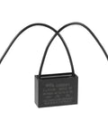2uF CBB61 Ceiling Fan Capacitor 250V AC Metallized Polypropylene Film, 2 Wires, 37x26x15mm, compact black casing
