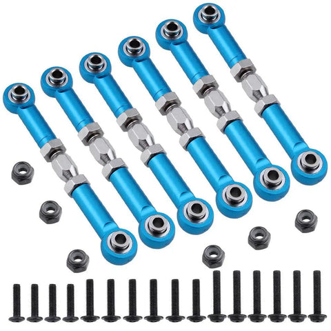 Blue Aluminum Turnbuckle Set With Machined Rod Ends Steering Linkage Six Piece For One Tenth Scale Redcat Volcano EPX Pro