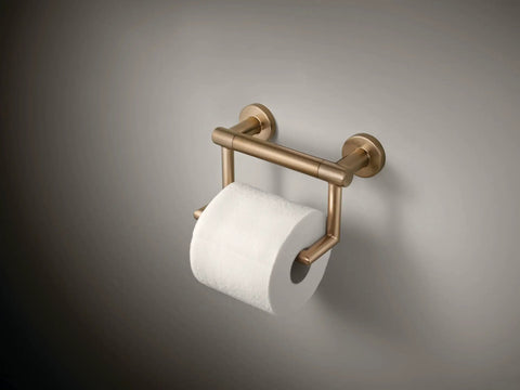 Champagne Bronze Tissue Holder And Assist Bar For Bathroom That Delivers Real 300 Lb Support With Zinc Posts And Stainless Steel Bar