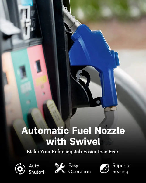 Automatic Fuel Nozzle Kit With 360 Degree Hose Swivel And Auto Shut Off, 1 Inch NPT Gasoline Diesel Kerosene Refueling Nozzle
