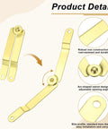 Six Pack Metal Lid Support Hinges With Screws, 4.72 Inch By 0.71 Inch Foldable Lid Stay Rotatable Safety Hinges, Yellow