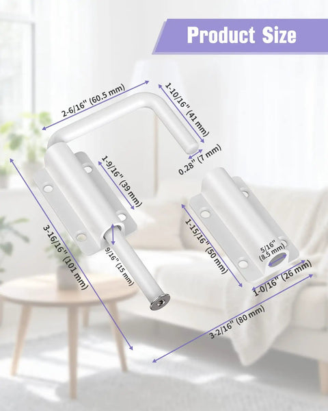 Multi Angle Sliding Door Loop Lock For Barn Doors, Windows, Closets, Fences And Sheds, 90/180 Degree Aluminum Alloy Patio Lock Latch