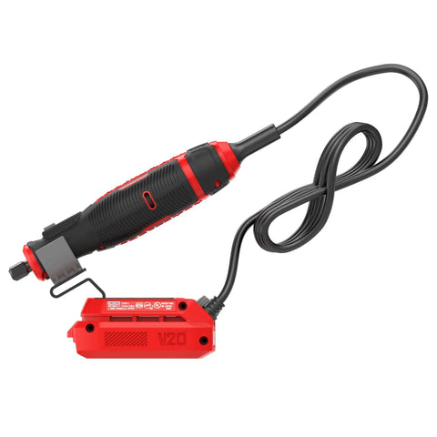 Cordless Rotary Tool With Variable Speed Dial For Precise Finishing From 6,700 To 34,000 RPM, 4 Ft Cord, Built In Tip Holder With 33 Tips And Accessory Box, Tool Only, Built For Diyers And Pros, Compatible With V20 System shown on white background.