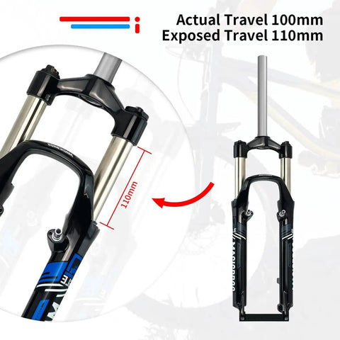 26 Inch Mountain Bike Suspension Fork 100mm Travel One And One Eighth Inch Steerer Quick Release Manual Lockout