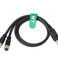 M12 8-Pin A-Code 1-To-2 Y-Splitter Cable Shielded PVC 30cm for sensors and actuators, black with metal connectors