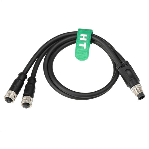 M12 8-Pin A-Code 1-To-2 Y-Splitter Cable Shielded PVC 30cm for sensors and actuators, black with metal connectors