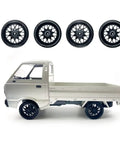 Beefed Up Drift Rubber Tires And Wheel Kit for D12 D42 RC Cars, Pro Grade Rubber Drifting Tires for RC Trucks, Black