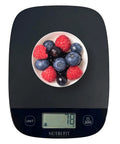 Ultra Slim Digital Kitchen Scale For Food Weighing Up To Five Kilograms With 0.1 Ounce And 1 Gram Increments Tare Function Black with fruit