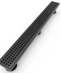 24 Inch Linear Shower Drain With Accessories Rectangular Floor Drain Square Hole Pattern Grate Removable Cover SUS304 Stainless Steel Cupc Certified Oil Rubbed Bronze Finish Seamless Drainage And Easy Cleaning