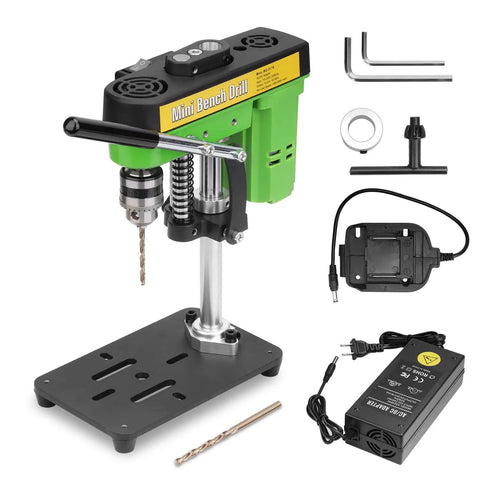 Mini Bench Drill Press For DIY Jewelry Making And Metal Wood Craft, Compact Benchtop Drill With Two Power Modes Cordless Or Corded