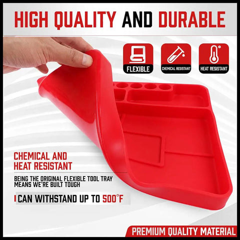 Non Slip Silicone Tool Tray Set Two Piece Flexible Tool Organizer Mats with Magnetic Small Parts Tray for Auto Repair