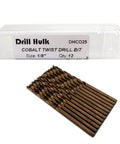 Drill Hulk cobalt twist drill bits, 1/8 inch, 12-piece pack.