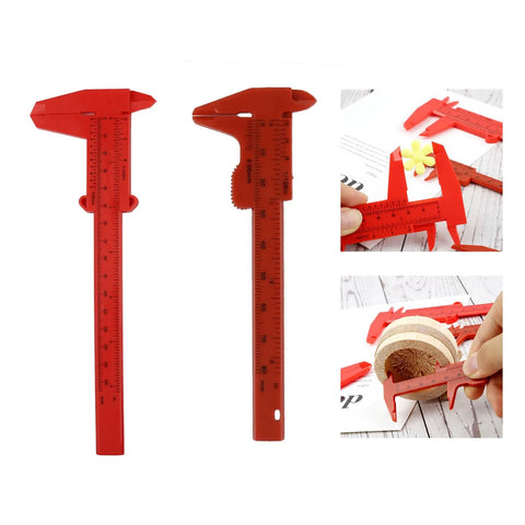 Depth Vernier Caliper Micrometer Gauge Measuring Tool, Multifunctional Depth Caliper for Measuring Length Tool Digital Gauge Vernier in red color.