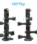 3-Way Adjustable Extension Pivot Arm Kit For Action Cameras - Multi-Angle Mount With Straight Joints For Vertical And Horizontal Alignment Durable Polycarbonate Build Includes 8 Long Thumb Screws, 180° flip
