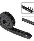Vorn 2.4 350 3D Printer Cable Chain Set Open Tank Drag Chains, black PA66 nylon, close-up of bridge-type wire carrier design