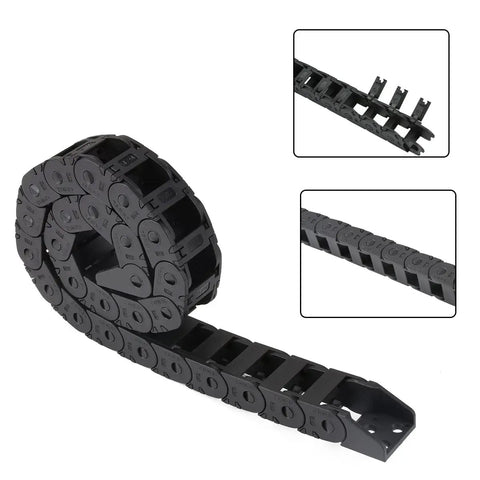 Vorn 2.4 350 3D Printer Cable Chain Set Open Tank Drag Chains, black PA66 nylon, close-up of bridge-type wire carrier design