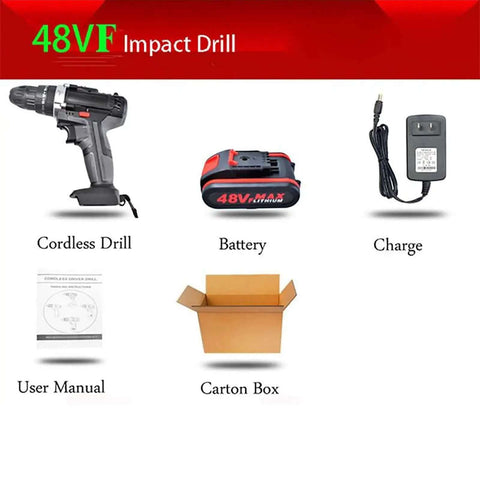 Built Tough Cordless Drill And Driver Kit With Battery Charger Percussion Impact Wrench Heavy Duty Power Tool components shown.