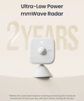 Smart MmWave Radar Motion Sensor With Bluetooth Presence And Dynamic Detection Zone Positioning featuring 2-year battery life.