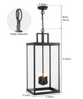 Large Twenty Five Inch Outdoor Pendant Light With Clear Glass And Sturdy Metal Build, height adjustable design, ideal for patios.