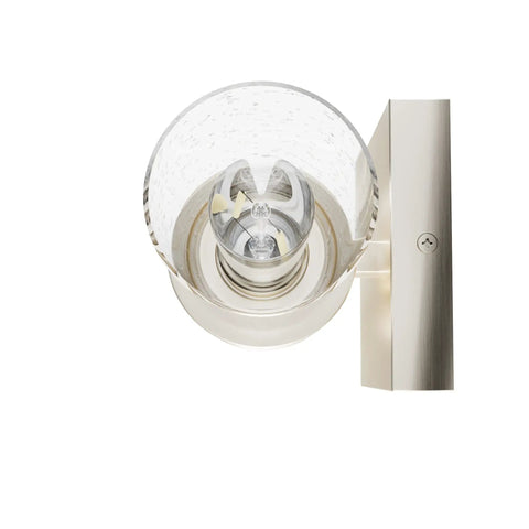 Top view of Lenlock 2 Light Brushed Nickel Vanity Light Dimmable Modern Style Seeded Glass Shade For Bedrooms Kitchens Foyers Bathrooms