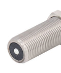 Close-up of Inductive Proximity Sensor Switch For Industrial Machines, AC 30V, 2A, with 3/4-16UNF thread and stainless steel body.