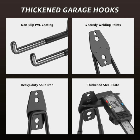 Heavy Duty Garage Hooks For Storage And Hanging Items, 20 Pack, Wall Mounted Hooks To Free Up Floor Space By Hanging Bikes, Ladders, Tools And More In Garages, Sheds, And Workshops, steel hook details