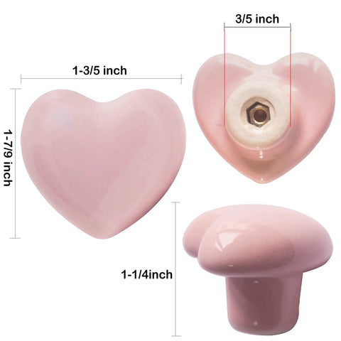 Pink ceramic heart knob dimensions for Colorful Ceramic Heart Drawer Knobs Set With Three Screw Sizes Cute Heart Cabinet Handles For Dresser Closet Wardrobe Cupboard Kitchen Furniture 10 Pack Mixed Colors Easy DIY Installation