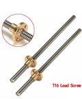 Hella Smooth T16 Trapezoidal Lead Screw paired with quality brass nut, 16mm steel shaft for 3D printers and CNC projects.