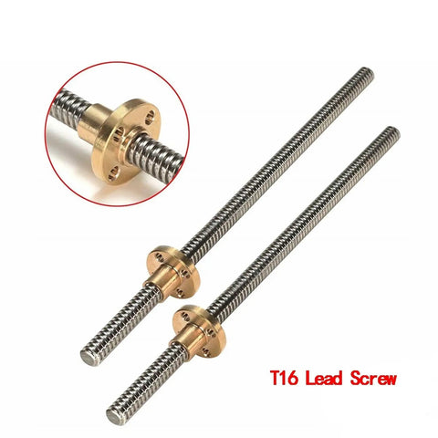 Hella Smooth T16 Trapezoidal Lead Screw paired with quality brass nut, 16mm steel shaft for 3D printers and CNC projects.