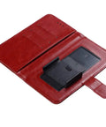 Interior view of Super Stylish Brown Cover For Danew Trace T-One 5 Inch Phone Plus HD Glass Film Protector with card slots.