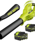 Cordless Leaf Blower With Dual 4.0Ah Batteries And Charger, 150 MPH Turbo Air, Ultra Lightweight Handheld Blower With 3 Speeds