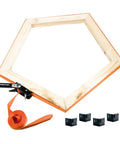 Heavy Duty Adjustable Band Clamp For Woodworking With 15 Ft Strap Solid Ratcheting Grip Saves Your Finish Totally Crushes 1000 Lbs Without Breaking A Sweat Absolute Game Changer For Framing Projects with hexagon wood frame and strap.