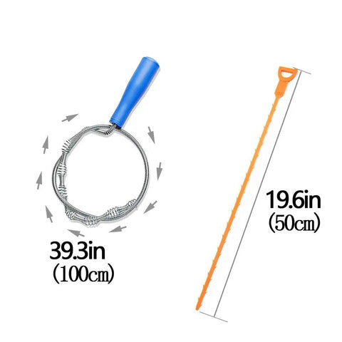 39 Inch Drain Clog Remover Kit With 20 Inch Drain Snake Hair Removers And Cleaning Brush 24 Inch Sewer Hair Catcher Six Pack
