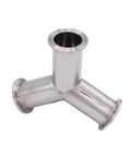Stainless steel 304 tri-clamp Y-type pipe fitting with flanged ends, 1.5 inch OD