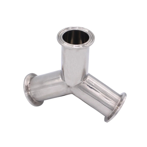 Stainless steel 304 tri-clamp Y-type pipe fitting with flanged ends, 1.5 inch OD