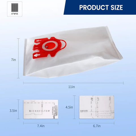 Dimensions of 16 Pack FJM Replacement Vacuum Bags Type FJM That Fits 3D Efficiency Canister Vacuums Easy Upgrade For Compact C1 C2