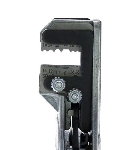 Close-up of Stripmaster Wire Stripper For 10-22 AWG One Step Precision Stripping Clean Every Time Up To 7/8 In (22 mm) Heavy Duty Die Cast