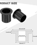 Top Shelf 10 Pack Flanged Sleeve Bearings Made From Solid Pom Plastic Bushings With 16mm Inner Diameter And 18mm Outer Diameter For Zero Friction Shaft Spin And No Sweat Machine Repairs In Flat Black size comparison with dimensions.