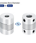 Drop In Flexible Aluminum Shaft Couplings 6mm To 8mm 25mm Long 19mm OD 4 Pack For 3D Printers CNC Machines Stepper Motors Encoders And DIY Robots Shaft Joint Connectors, 6mm to 8mm bore
