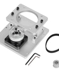 Knockout Precision Hollow Rotary Actuator Designed For 42Mm And 57Mm Stepper Motors, aluminum base with timing belt clamp.